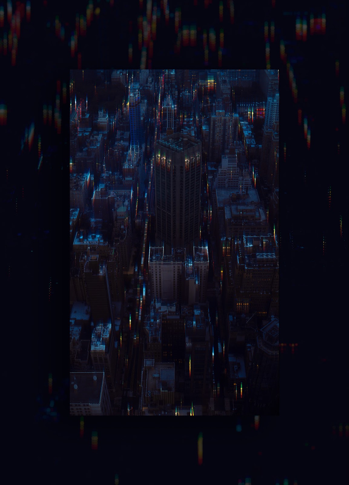 3d illustration digital art futuristic Glitch lights Manhattan New York night NY skyscraper video game