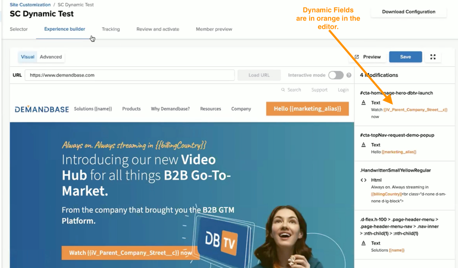 screenshot of the demandbase abx cloud digital personalization platform