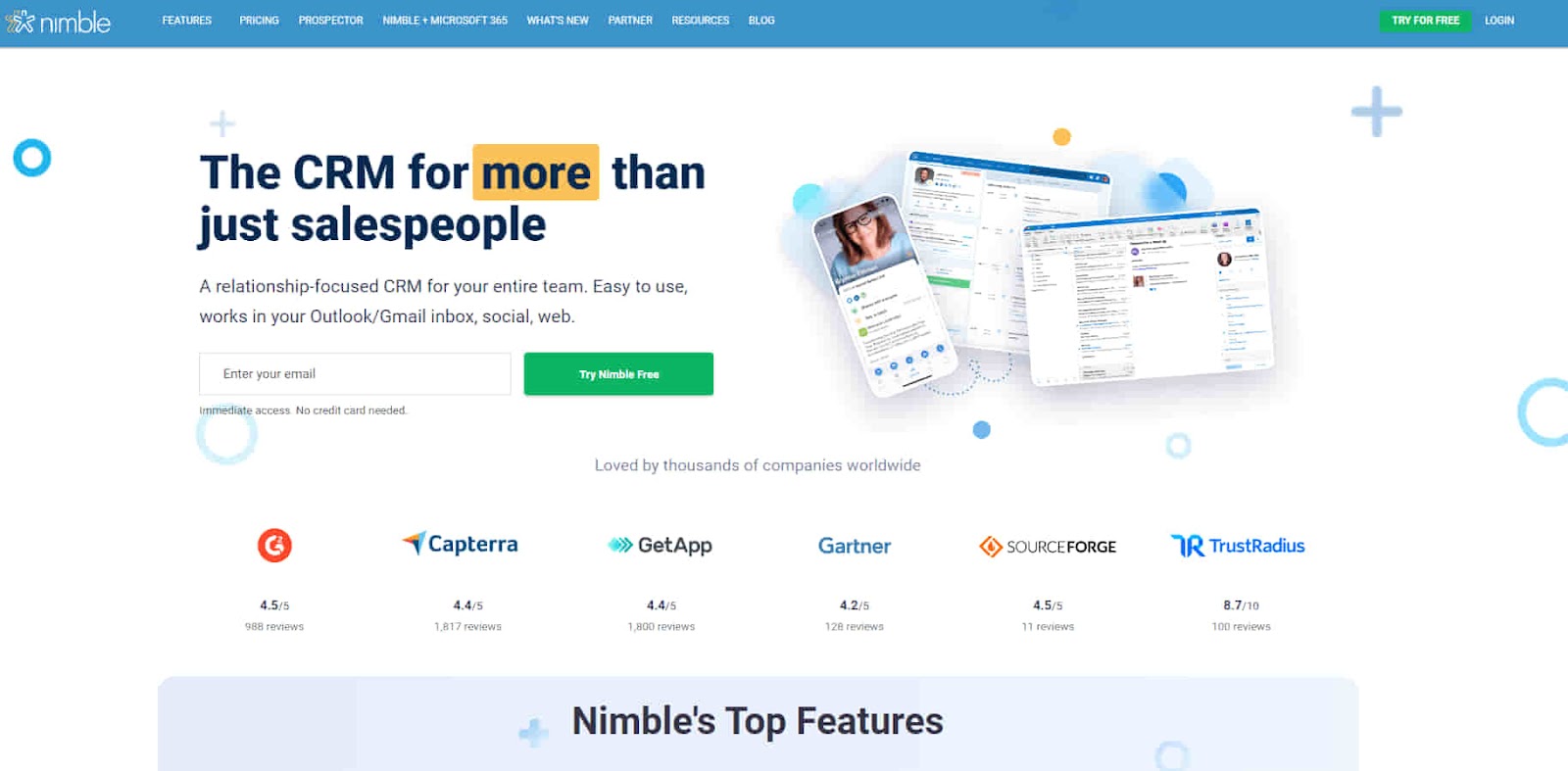 Cloud based CRM platform Nimble