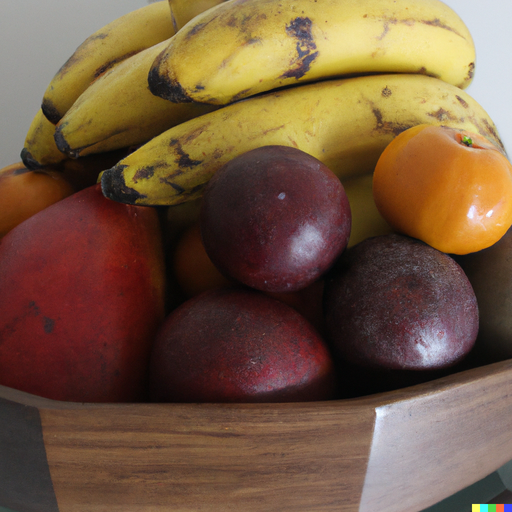 Figure 11bis: Génération de DALL-E 2 avec la phrase “a fruit plate with neither bananas nor oranges in it”