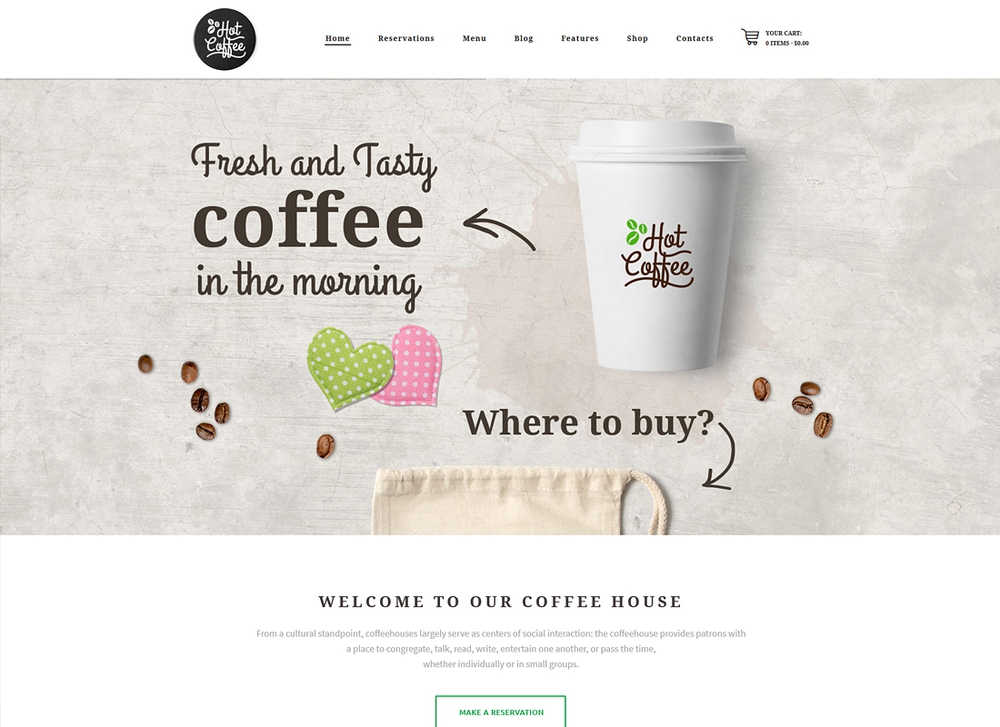 Mẫu thiết kế trang web quán cà phê ấn tượng