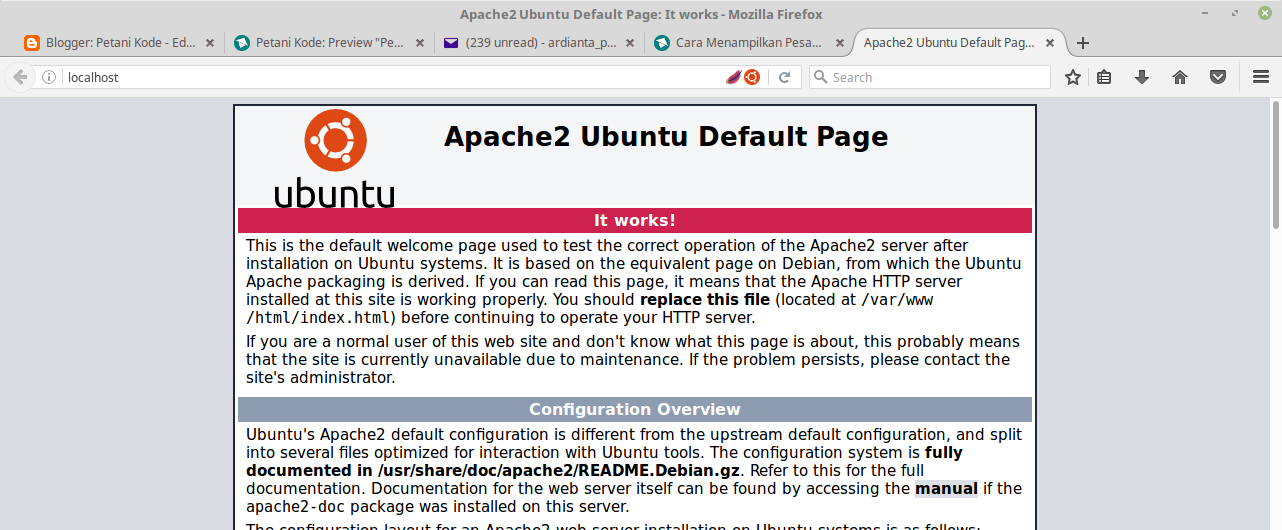 Ujicoba server apache melalui browser