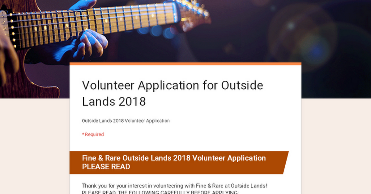 Volunteer Application for Outside Lands 2018
