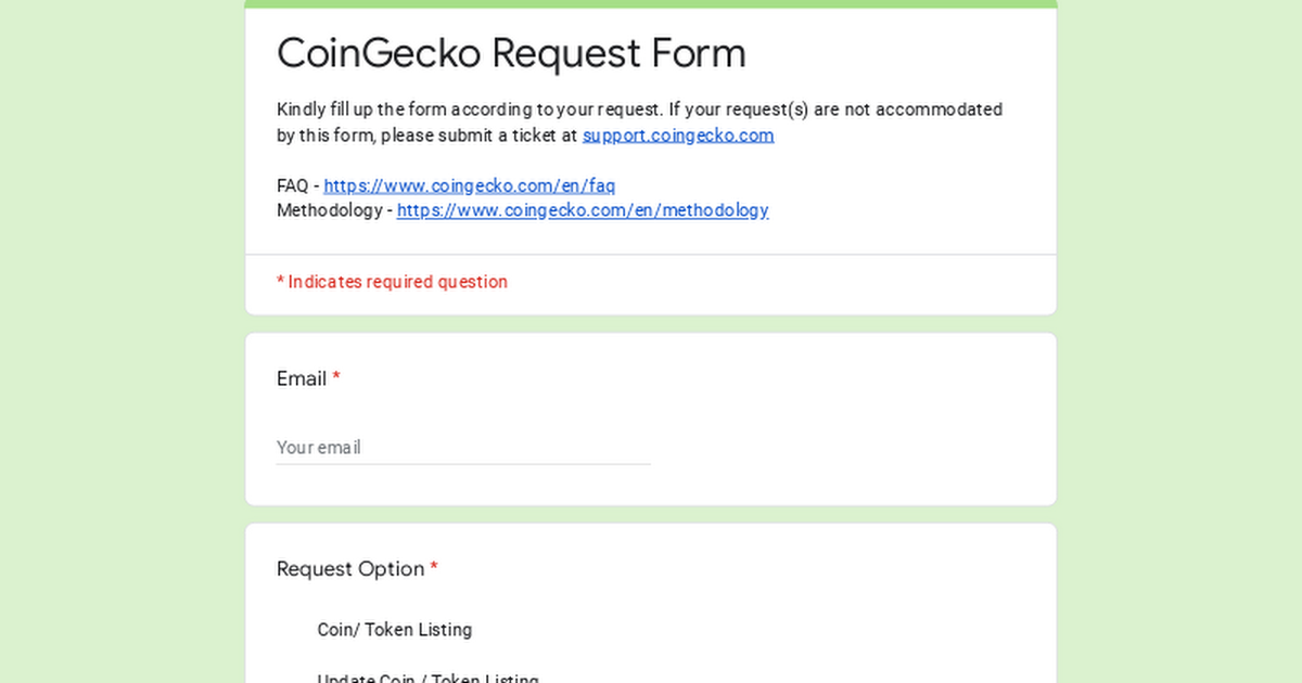 CoinGecko Request Form