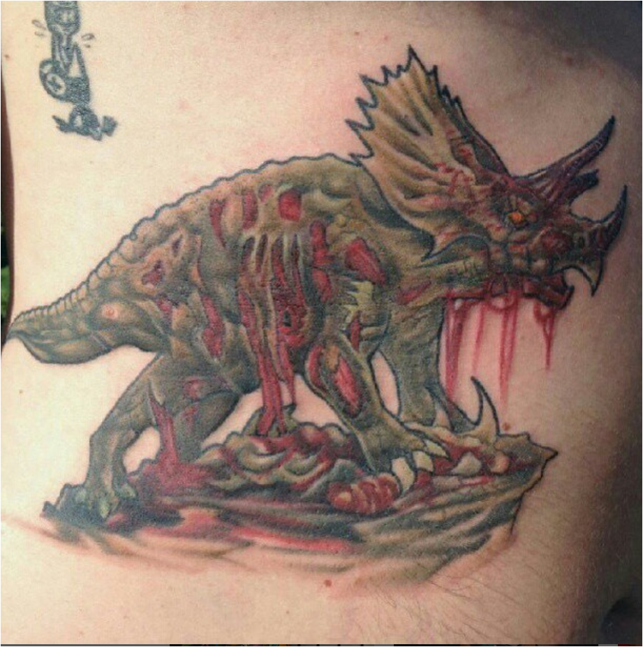 Zombie Triceratops Tattoo