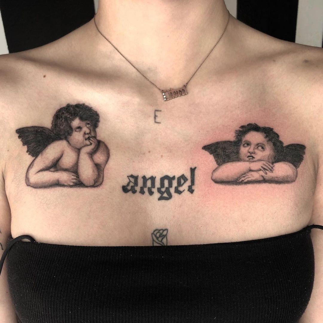 Baby Angel Tattoo On Chest