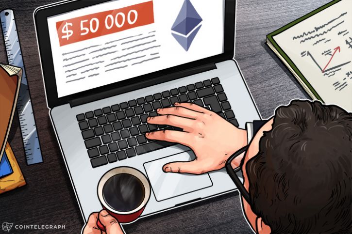 Un hombre con una billetera de escritorio Ethereum