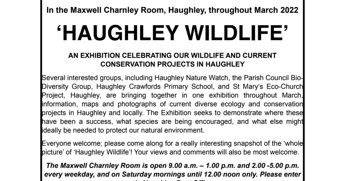 ADVERTISEMENT FOR MARCH 2022 EXHIBITION OF HAUGHLEY WILDLIFE-2.pdf