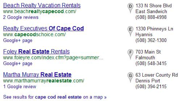 Google local listings