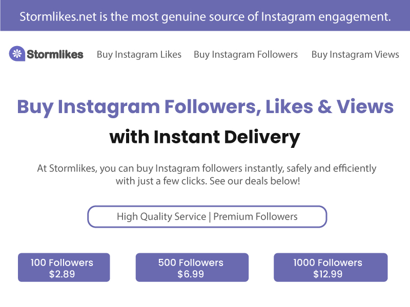 buy instagram followers, likes and views from stormlikes