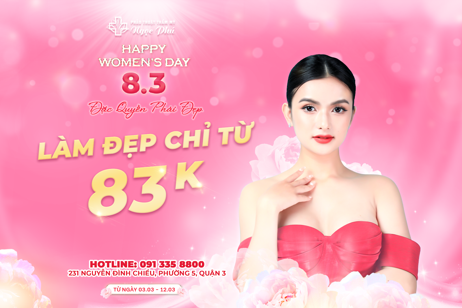 Thấu hiểu điều đó, nhân ngày Quốc tế phụ nữ, Thẩm Mỹ Việt Nam ưu đãi thả ga các dịch vụ hot nhất hiện nay chỉ từ 83k.