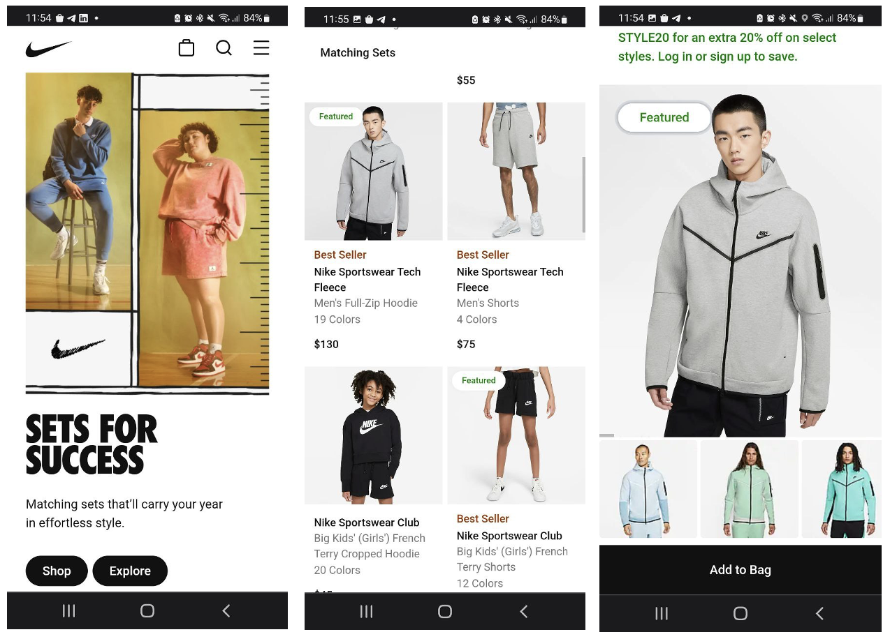 Nike mobile store as an example of m-commerce optimization