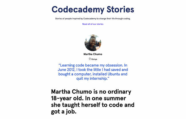 Types of Testimonials: Code Academy  blog post