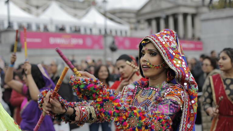 Dancer celebrating Diwali in London in October