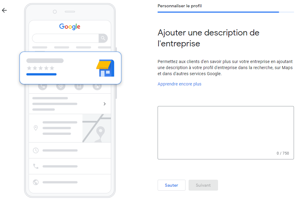 Description entreprise - Fiche Google My Business