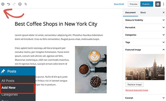 Escrevendo um post de blog no WordPress
