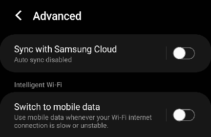 Switch to mobile data setting