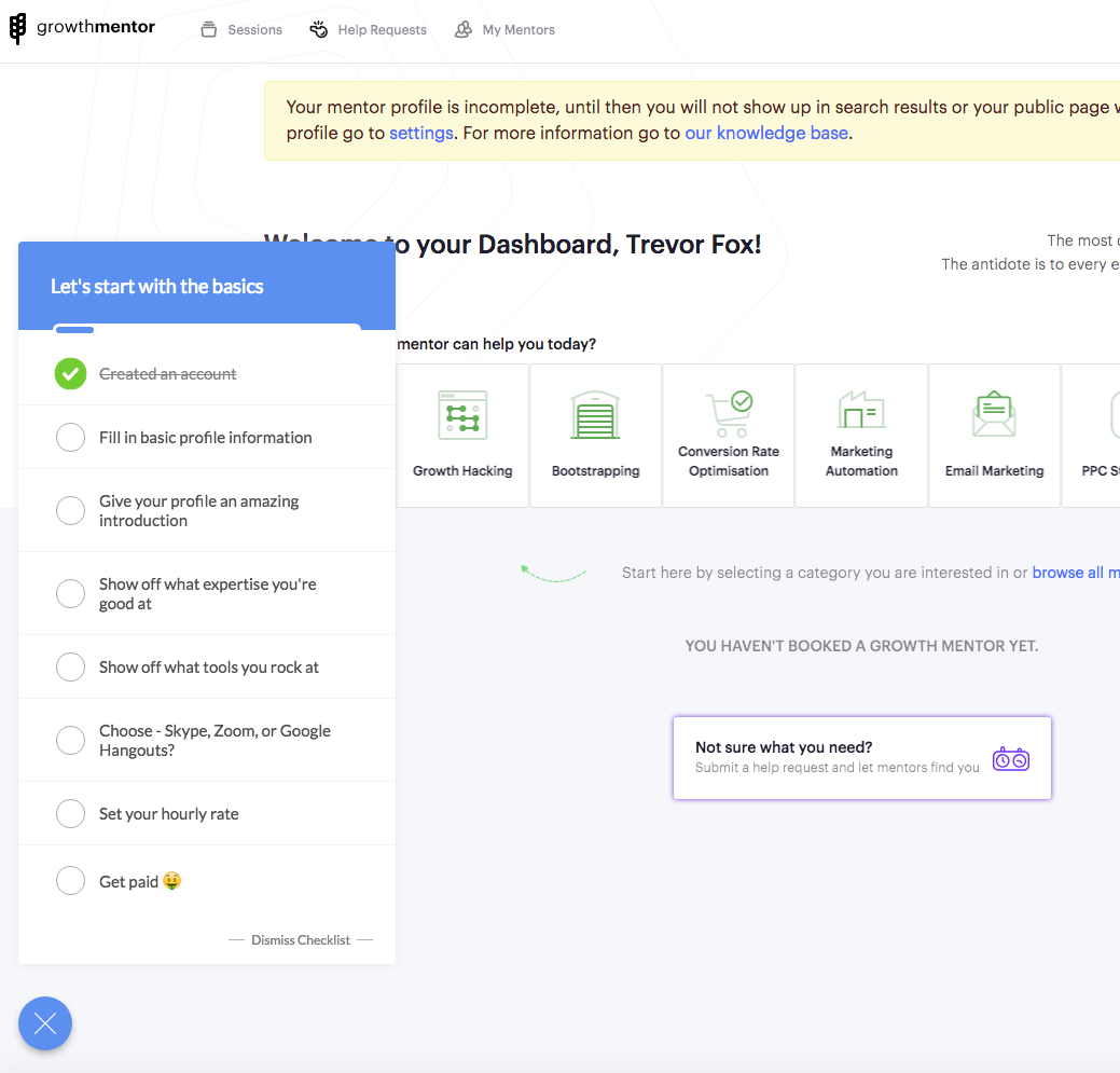 GrowthMentor Task Board