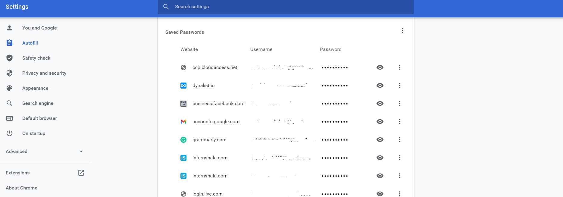 find saved passwords in Google Chrome