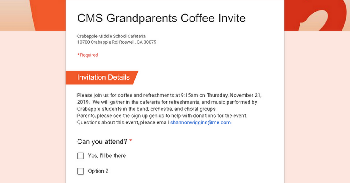 CMS Grandparents Coffee Invite