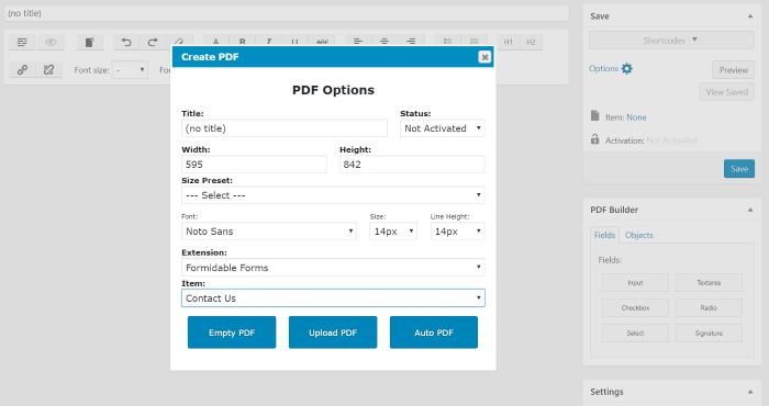 Setting up a PDF template is easy with E2PDF