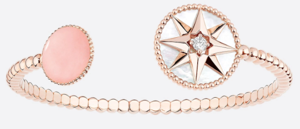 6. กำไลข้อมือผู้หญิงแบรนด์ DIOR รุ่น ROSE DES VENTS BRACELET, 18K PINK GOLD, DIAMOND, MOTHER-OF-PEARL AND PINK OPAL