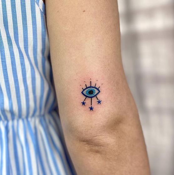 Blue Star Evil Eye Tattoo
