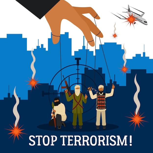 Free Vector | Stop terrorism illustration
