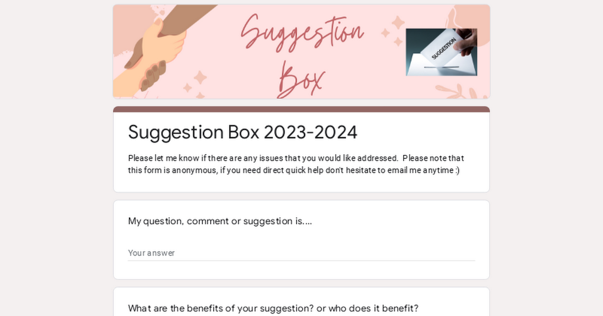 Suggestion Box 2023-2024