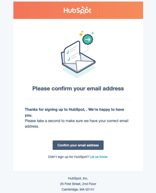 Hubspot subscription confirmation email