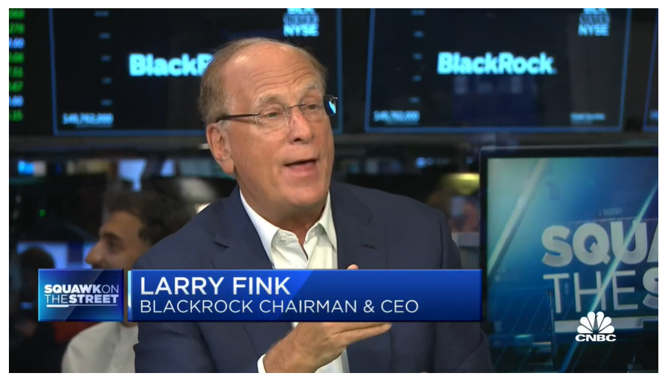 Larry Fink interviewing with CNBC