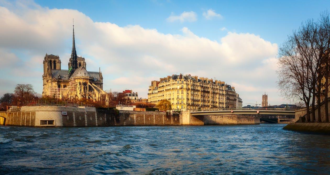 Free Notre Dame and Ile de la Cite in Paris, France Stock Photo