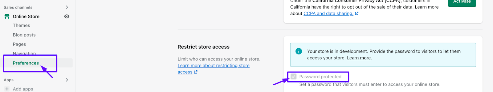 Restrict store access in Shopify Admin