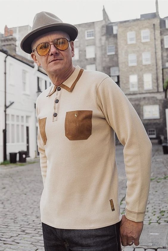 Man wearing a vintage polo full sleeves shirt. 