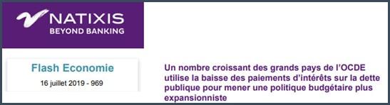 Natixis Un nombre croissant des grands pays de l'OCDE utilise la baisse des paiements d'intérêts sur la dette pour mener une politique budgétaire plus expansionniste