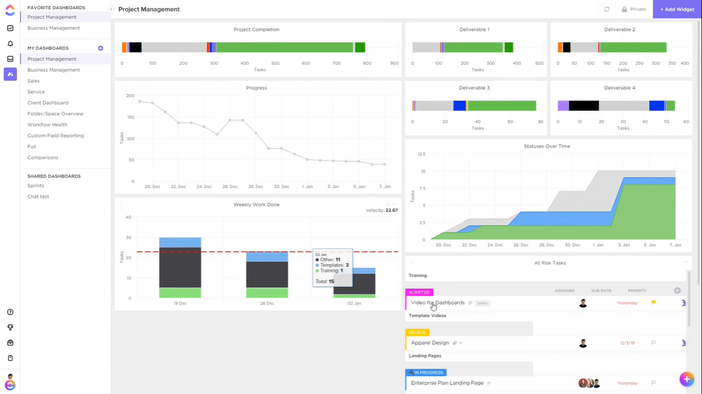 clickup dashboards