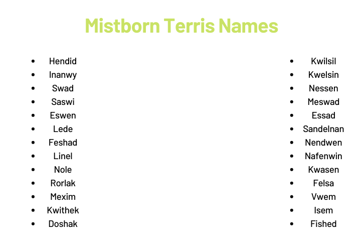 Mistborn Terris Names