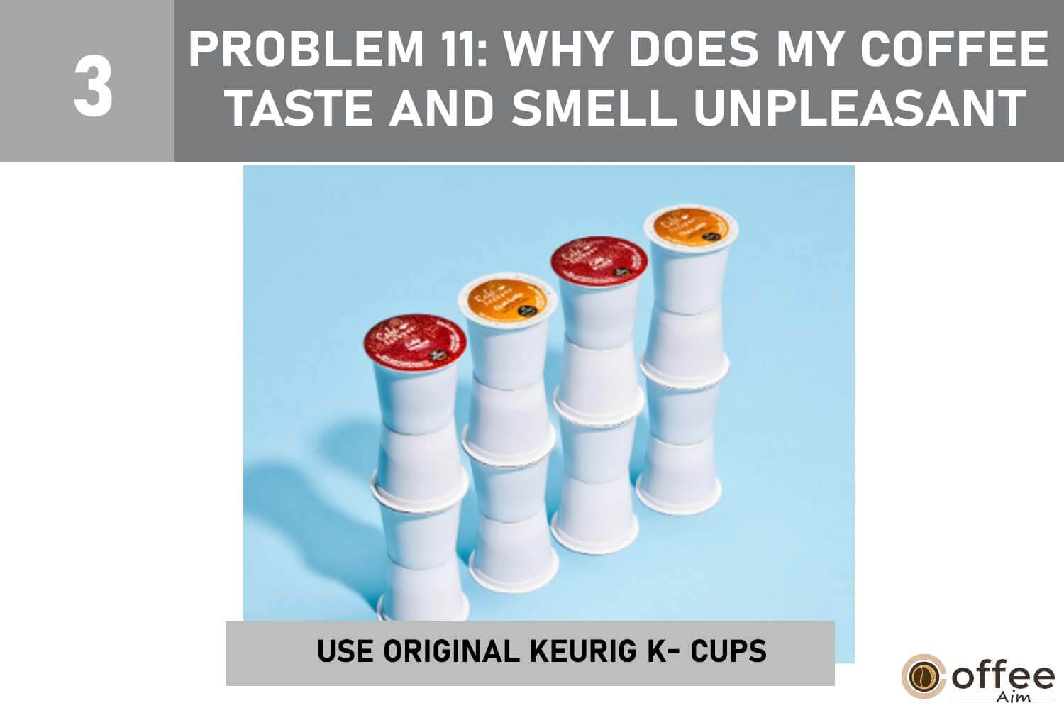 This image provides information about using original Keurig K-Cups for Problem 11 in our article "Keurig K-Mini Plus Problems."  