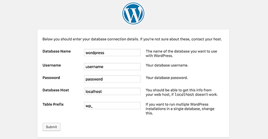 Image showing installation page of WordPress.