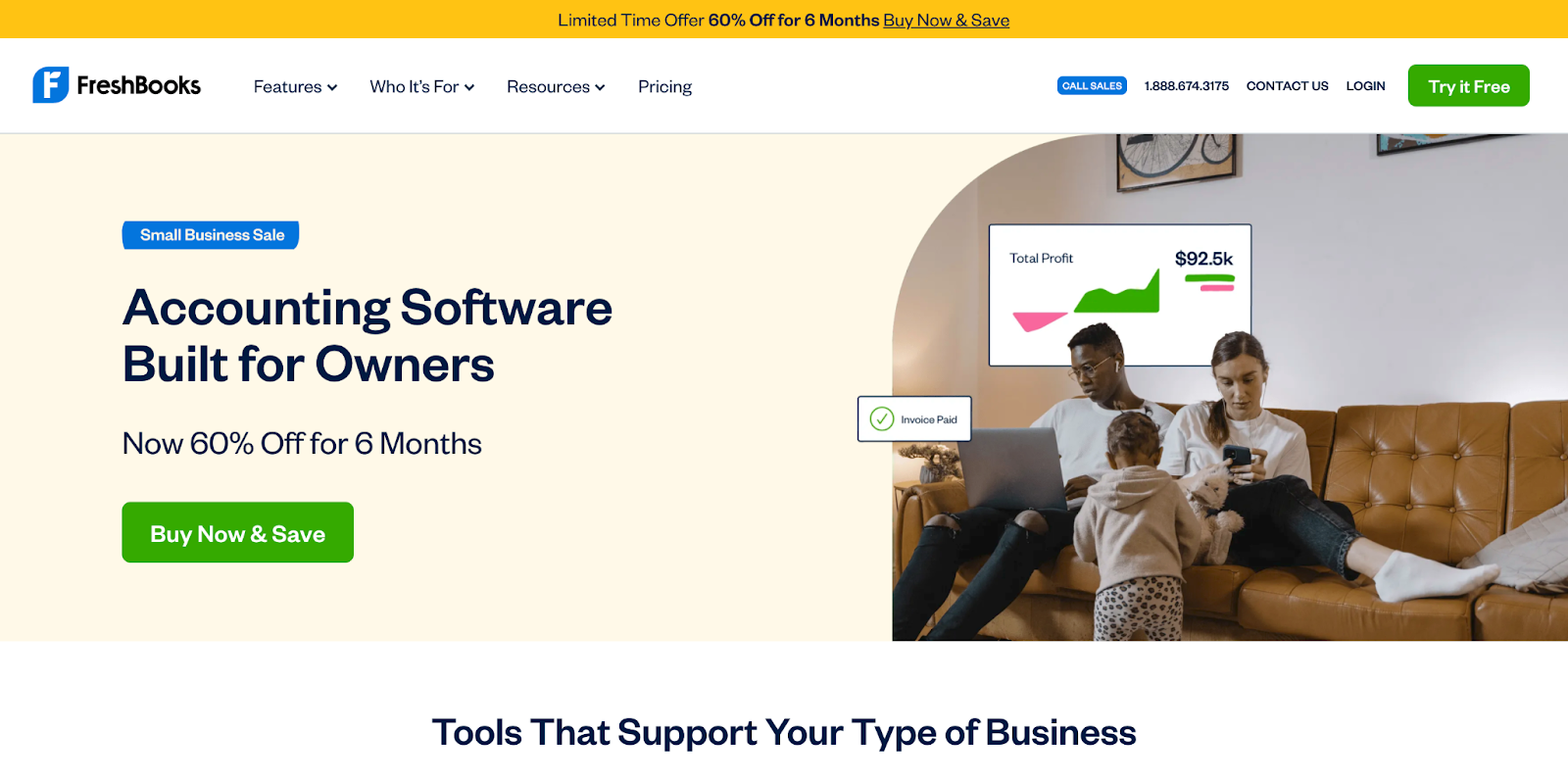 Example of a standard homepage