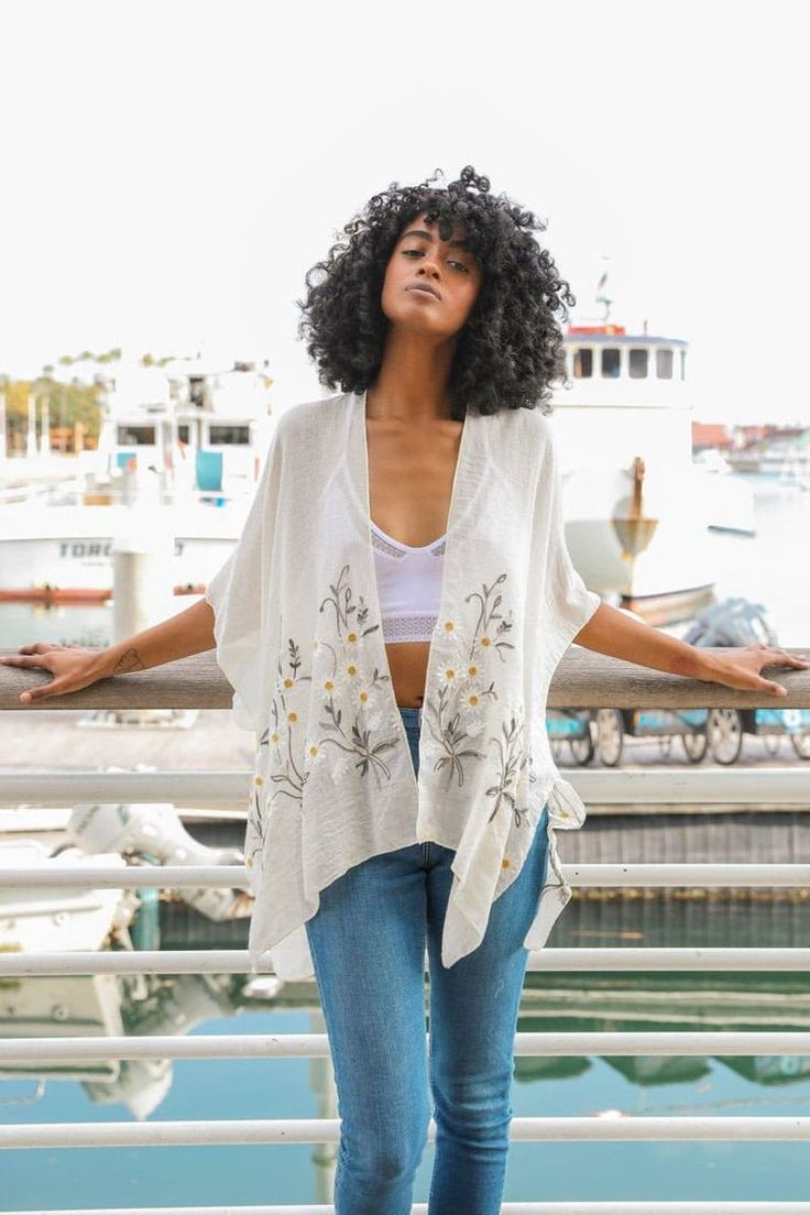 A lightweight kimono paired with a tank top