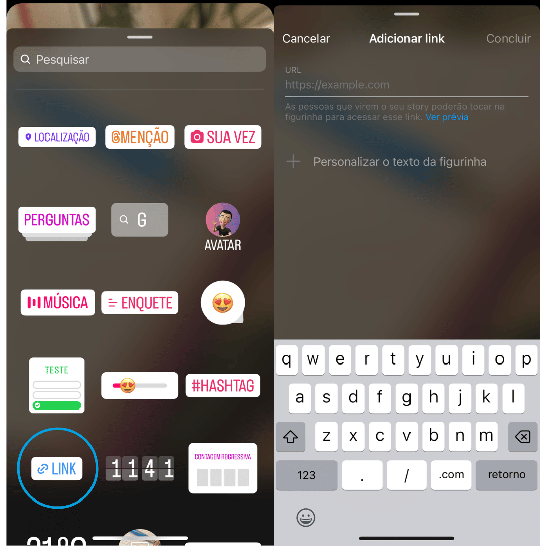 como colocar link no instagram