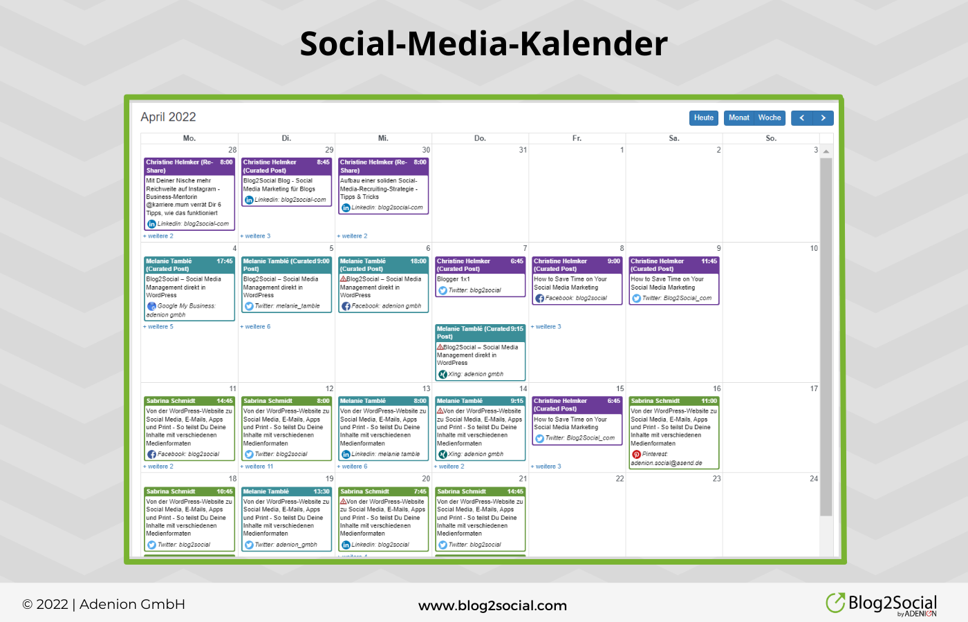 Zeit sparen mit Blog2Social: Social-Media-Kalender