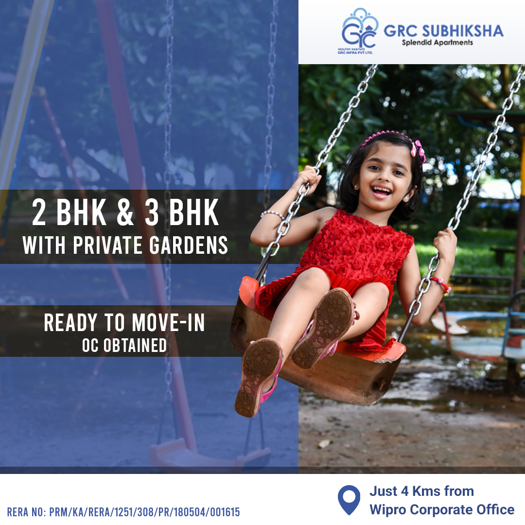 GRC Subhiksha offers Premium Ready to Move Apartments in Sarjapur Road Bangalore Book 2 3 BHK Flats for Sale Sarjapur Road from top builders in Bangalore
