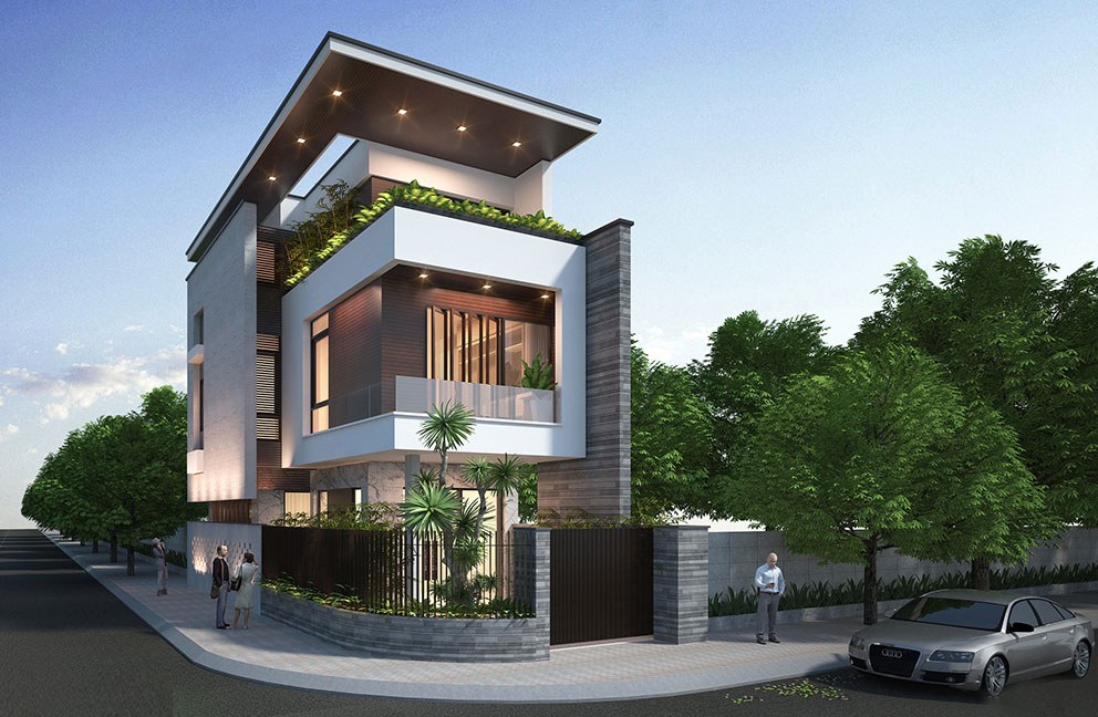 Mẫu biệt thự 2 tầng 2 mặt tiền dễ dàng tạo ra điểm nhấn với người nhìn