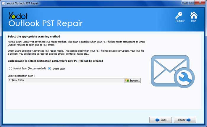 Select the file and click on repair