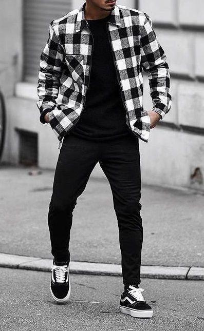 Flannel shirt and cotton jeans along with vans 