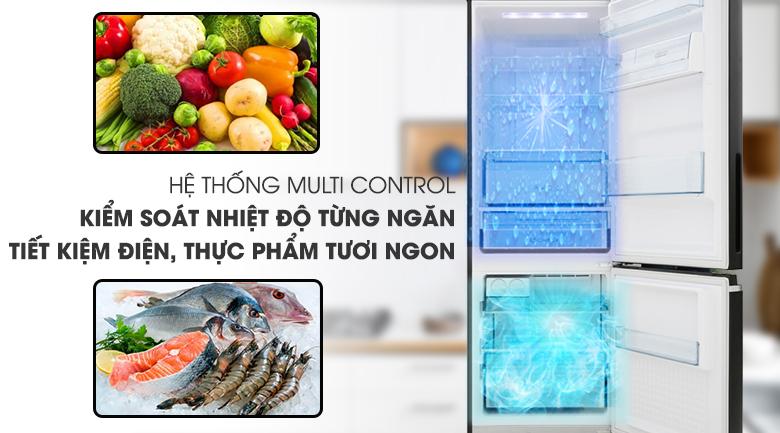 Hệ thống Multi Control giúp kiểm soát nhiệt độ của từng ngăn giúp thực phẩm luôn tươi ngon