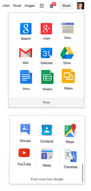 Docs Sheets and Slides in the Apps Launcher