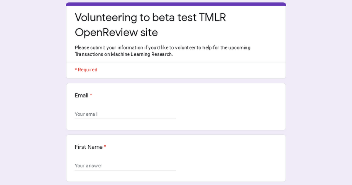 Volunteering to beta test TMLR OpenReview site